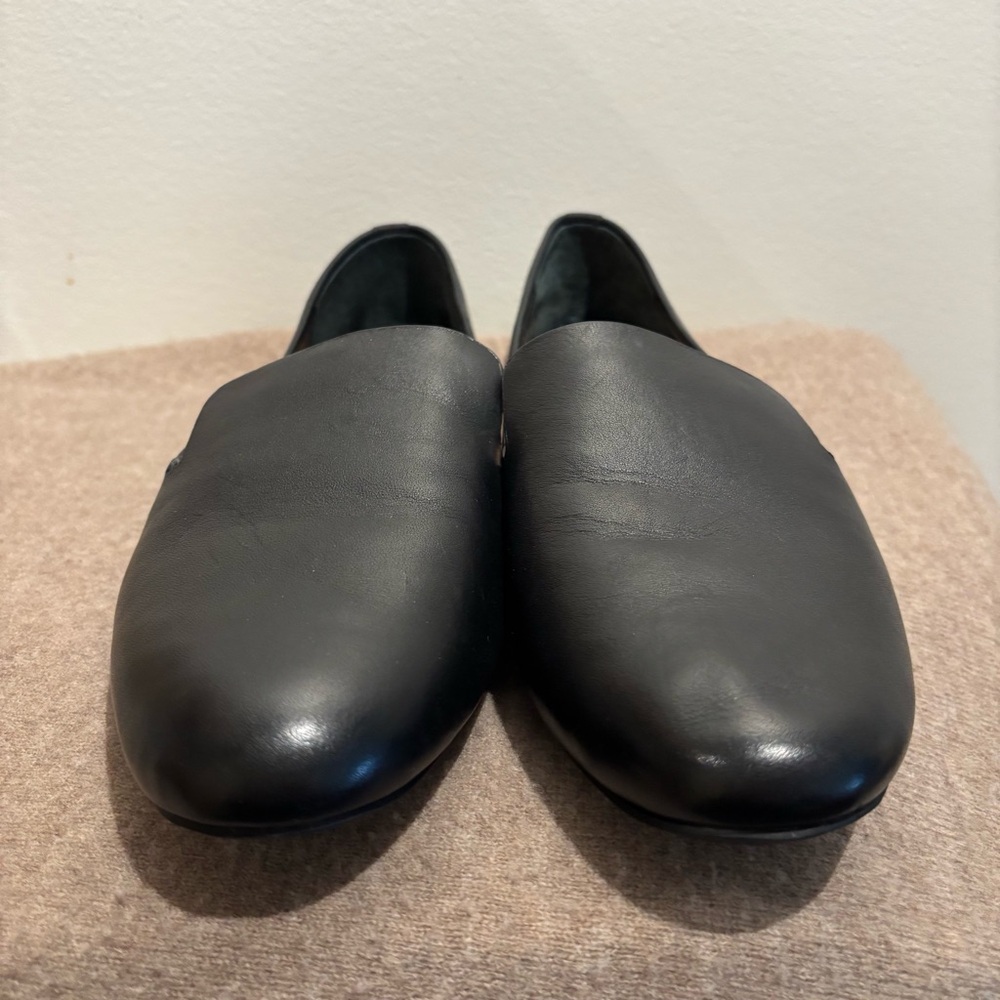 BIRDIES Sz 7 Slip On Slide Almond Toe Cap Ballet Glats Loafer Smooth Leather - Picture 2 of 12